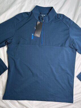 Adidas Golf Climate Mens Medium 1/4 Zip Pullover Blue Performance Stretch NWT